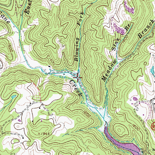 Topographic Map of Blowing Fork, VA