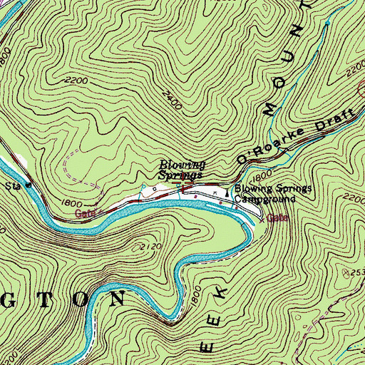 Topographic Map of Blowing Springs, VA