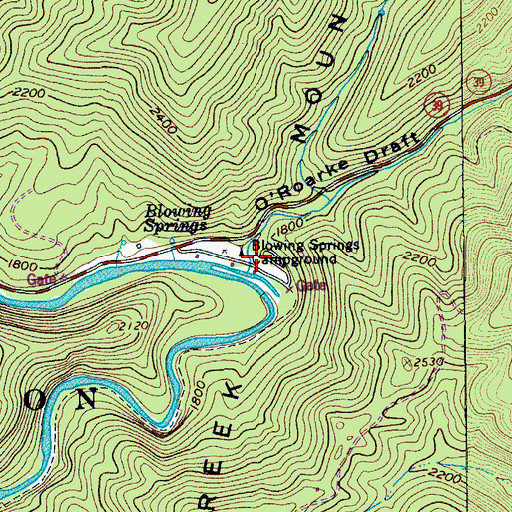 Topographic Map of Blowing Springs Campground, VA