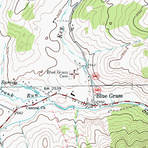 Topographic Map of Blue Grass Cemetery, VA