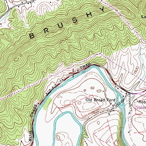 Topographic Map of Blue Grass Trail, VA