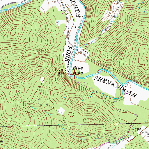 Topographic Map of Blue Hole, VA