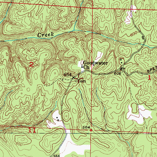 Topographic Map of Goodwater Cemetery, AL