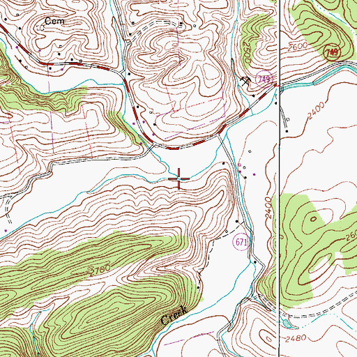 Topographic Map of Blue Spring Creek, VA