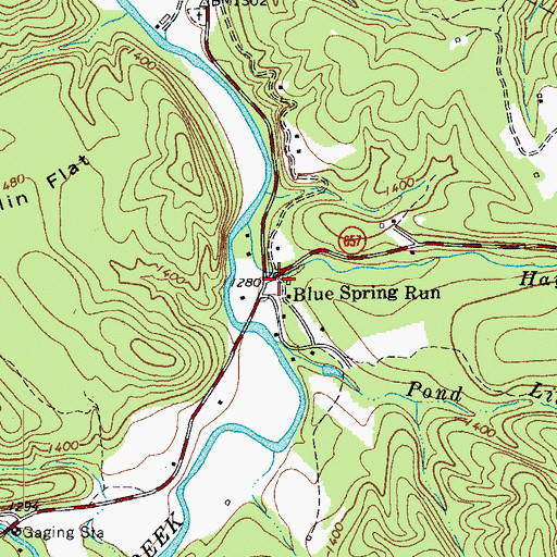 Topographic Map of Blue Spring Run, VA