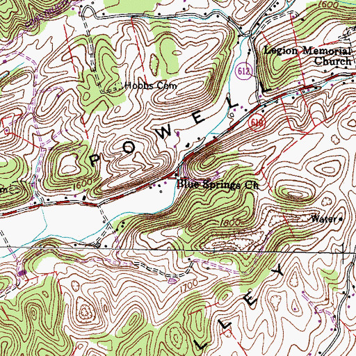 Topographic Map of Blue Springs Church, VA