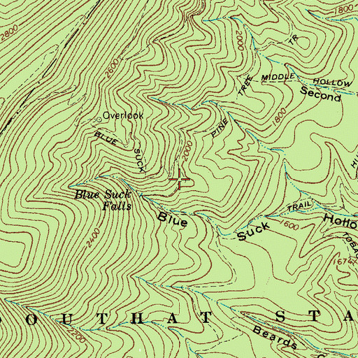 Topographic Map of Blue Suck Trail, VA