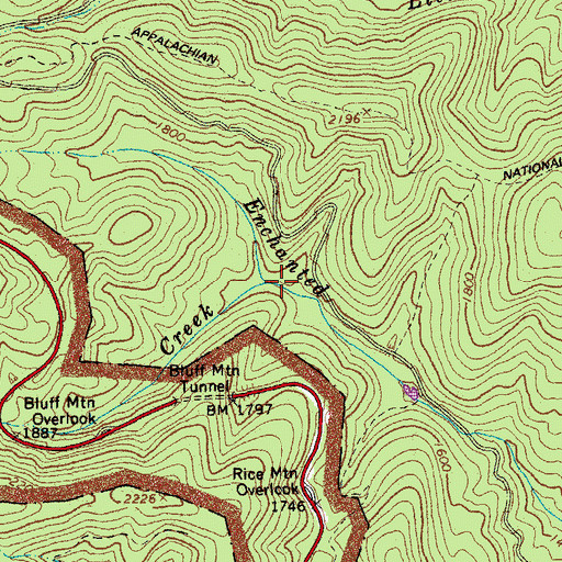 Topographic Map of Bluff Creek, VA
