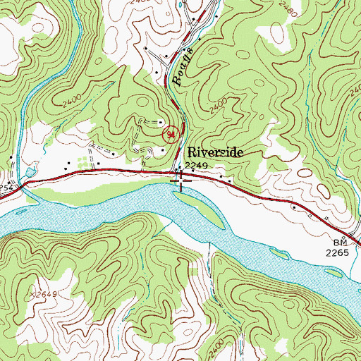 Topographic Map of Boags Branch, VA