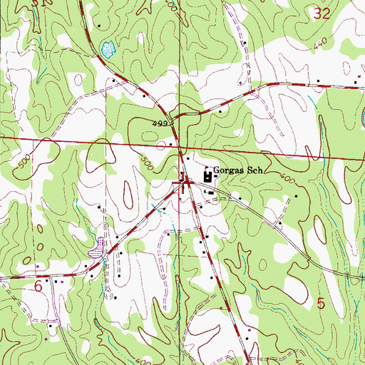 Topographic Map of Gorgas, AL