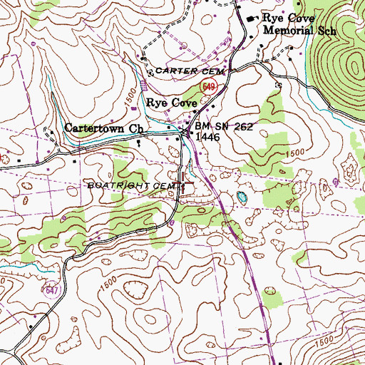 Topographic Map of Boatright Cemetery, VA