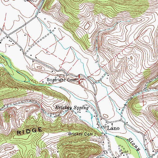 Topographic Map of Boatright Cemetery, VA