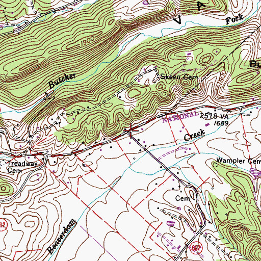 Topographic Map of Boatwrights Store, VA