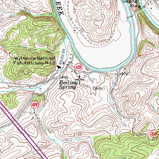 Topographic Map of Boiling Spring, VA