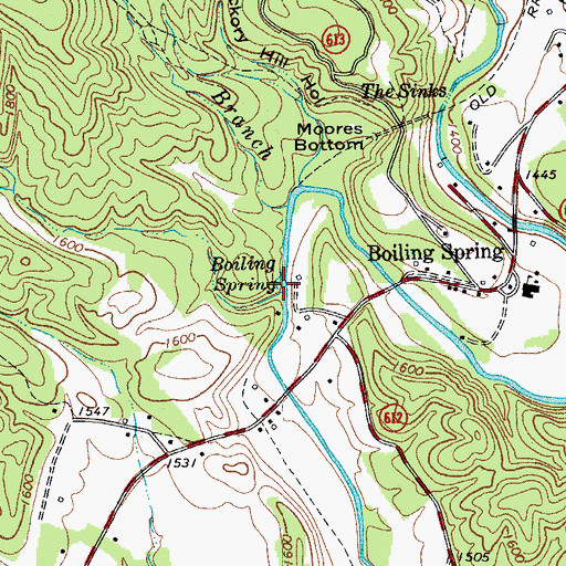 Topographic Map of Boiling Spring, VA