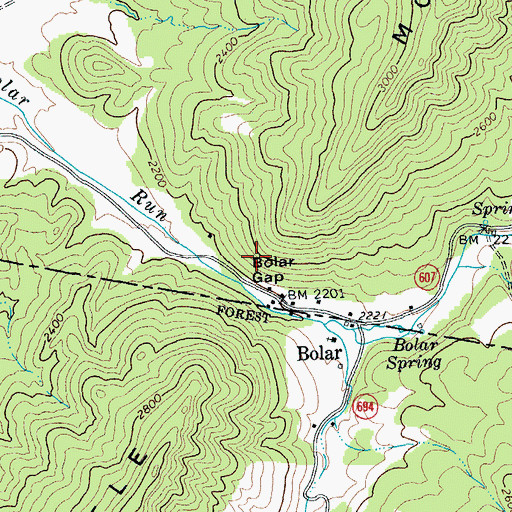 Topographic Map of Bolar Gap, VA