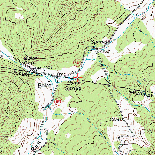 Topographic Map of Bolar Spring, VA