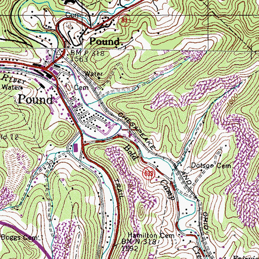 Topographic Map of Bold Camp Creek, VA