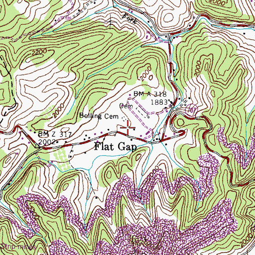 Topographic Map of Bolling Cemetery, VA