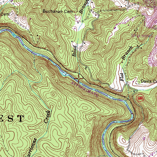 Topographic Map of Bond Branch, VA