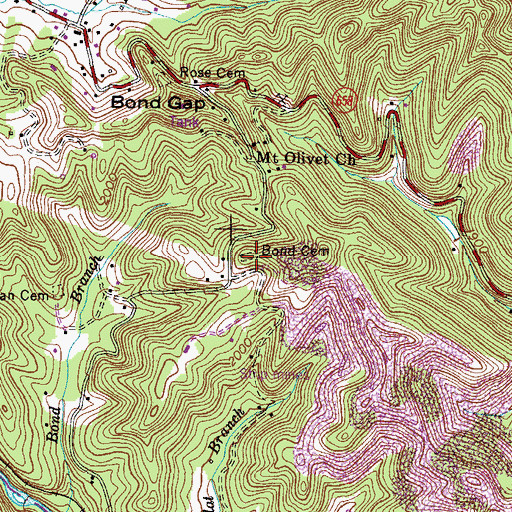 Topographic Map of Bond Cemetery, VA