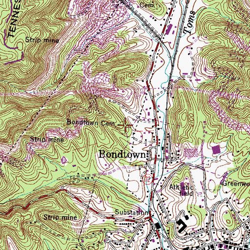 Topographic Map of Bondtown Cemetery, VA