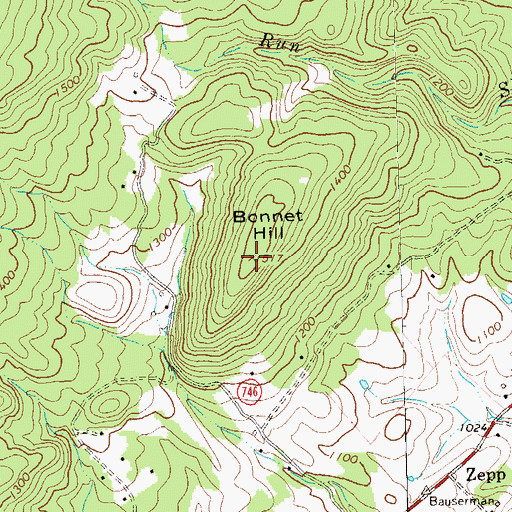 Topographic Map of Bonnet Hill, VA