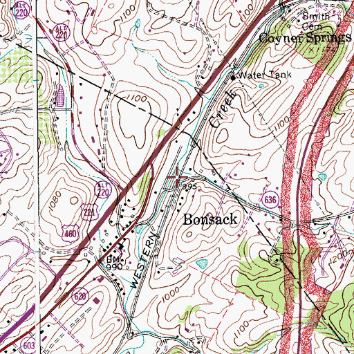 Topographic Map of Bonsack, VA