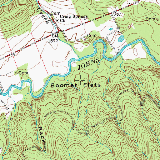 Topographic Map of Boomer Flats, VA