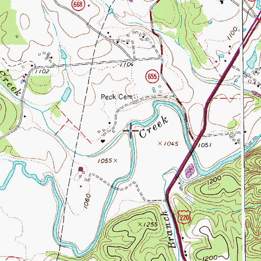 Topographic Map of Borden Creek, VA