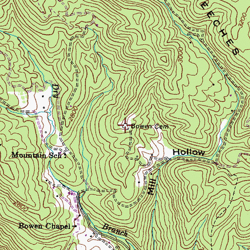 Topographic Map of Bowen Cemetery, VA