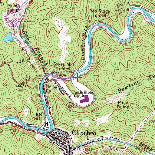 Topographic Map of Bowling Branch, VA