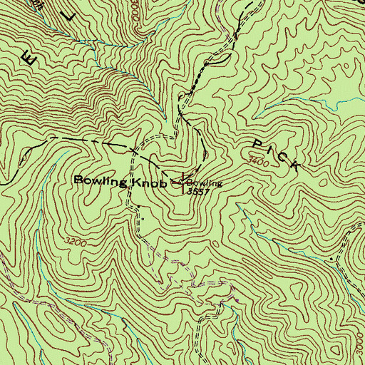 Topographic Map of Bowling Knob, VA