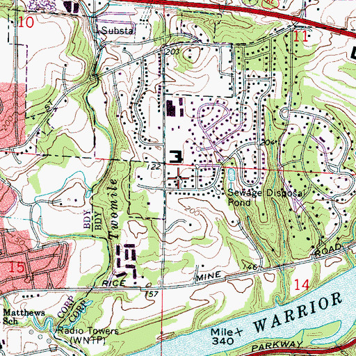 Topographic Map of Green Hills, AL