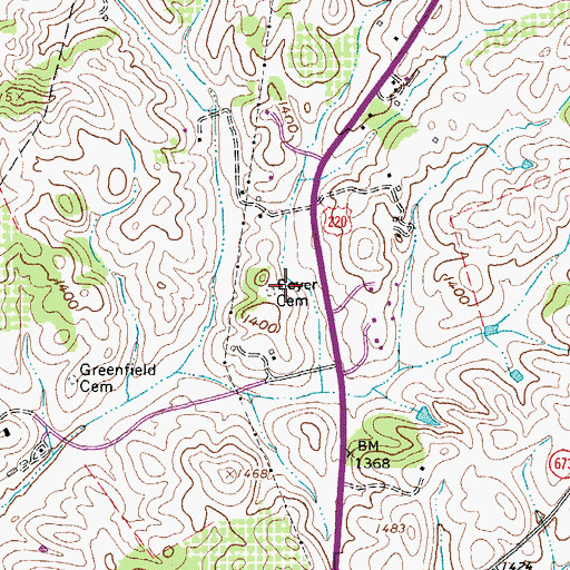 Topographic Map of Boyer Cemetery, VA