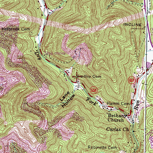 Topographic Map of Bradley Cemetery, VA