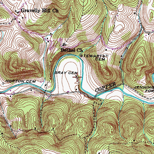 Topographic Map of Bray Cemetery, VA