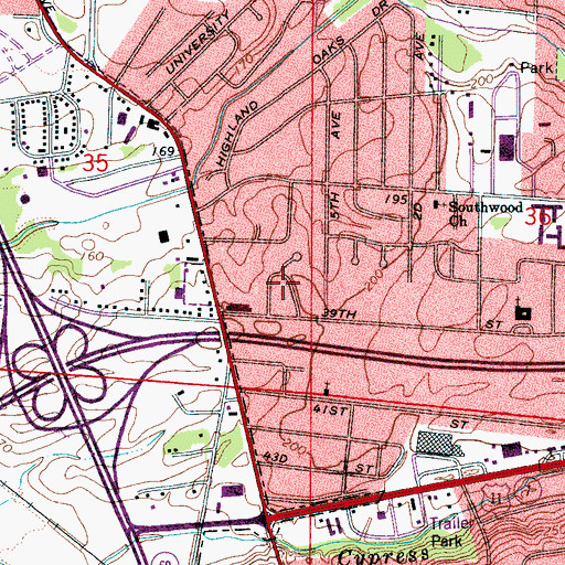 Topographic Map of Greenbriar, AL