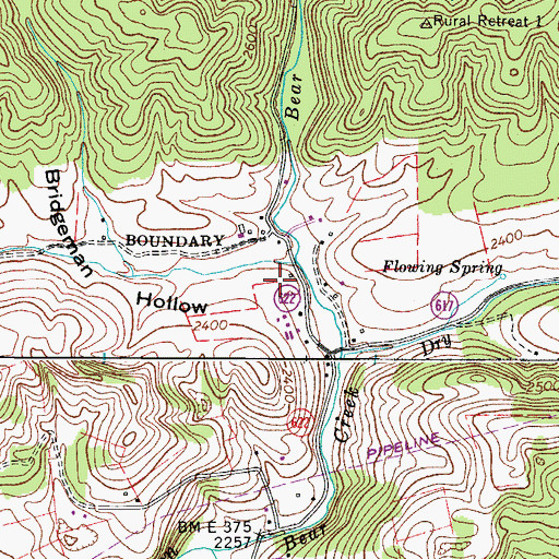 Topographic Map of Bridgeman Hollow, VA