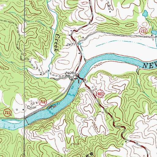 Topographic Map of Bridle Creek, VA