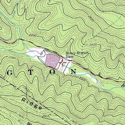 Topographic Map of Briery Branch Dam, VA