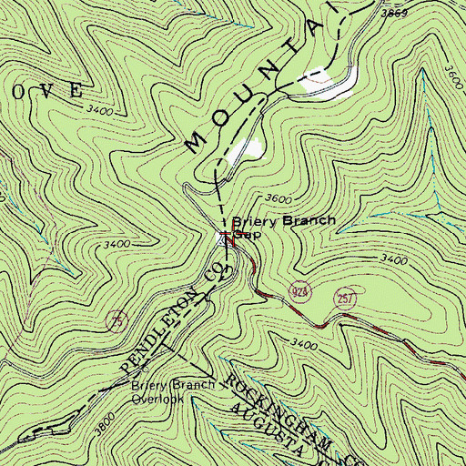 Topographic Map of Briery Branch Gap, VA