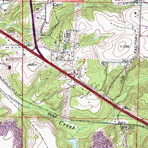Topographic Map of Greenwood Baptist Church, AL