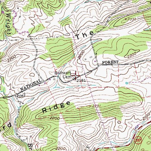 Topographic Map of Brilheart Cemetery, VA