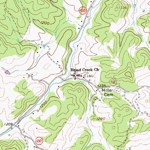 Topographic Map of Broad Creek Church, VA