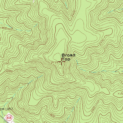 Topographic Map of Broad Top, VA