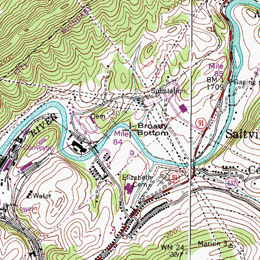 Topographic Map of Broady Bottom, VA
