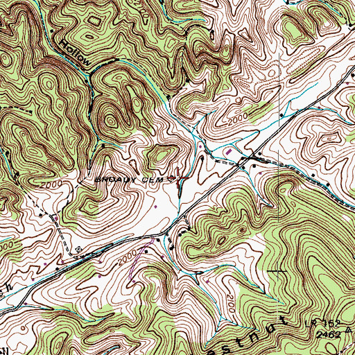 Topographic Map of Broady Cemetery, VA
