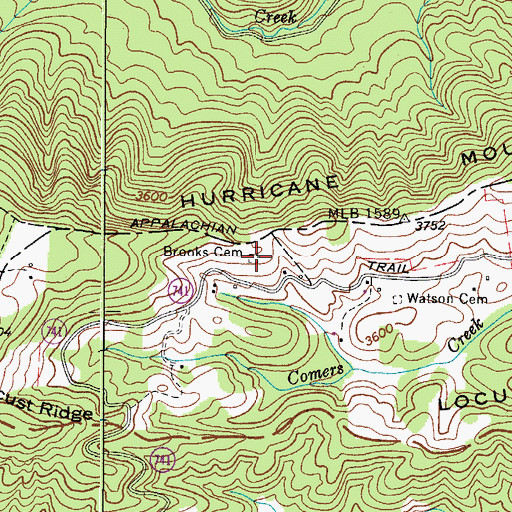 Topographic Map of Brooks Cemetery, VA