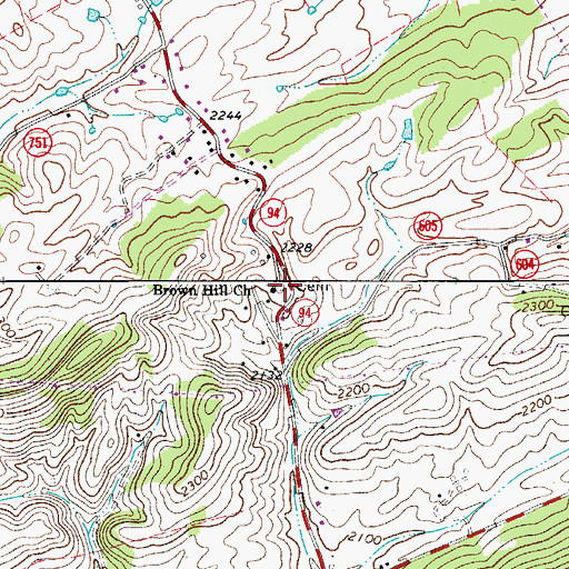 Topographic Map of Brown Hill Church, VA